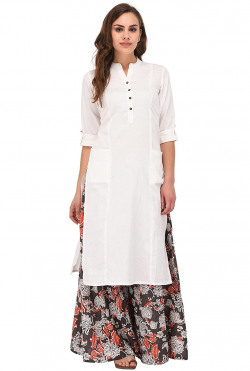 Pistaa women's Solid Cotton Kurta with two patch pockets & Plus Size