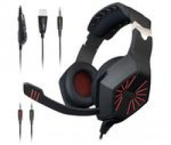 Maono AU-A1 Gaming Headphones with Headset, Mic Control and LED Light (Red and Black)