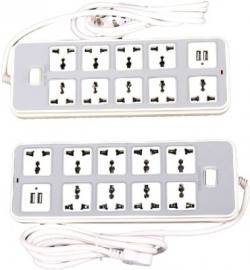 Mopi Strong Multi-functional Surge Protector (Pack of 2) 9  Socket Extension Boards(White)