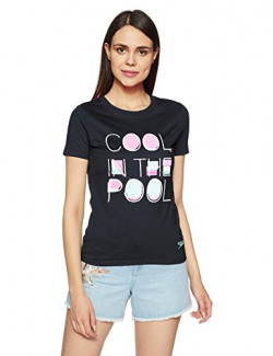 Speedo Women's Plain Regular Fit T-Shirt (7010-BLACK-0101_Black_X-Large)