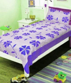 Zesture 100 TC Cotton Single Floral Bedsheet(Pack of 1, Purple) at 79