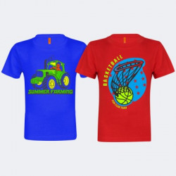 ISKAVE Boys Printed Cotton Blend T Shirt(Multicolor, Pack of 2)