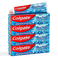 Colgate MaxFresh 600g (150g x 4, Pack of 4) Breath Freshener Toothpaste, , Peppermint Ice, Blue Gel Paste with Menthol, Cooling crystals for bad breath control