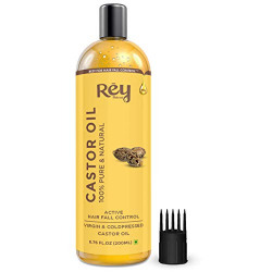Rey Naturals Cold Pressed Extra Virgin Castor Oil For Hair Growth - 200ml | Nourishing Hair Oil For All Hair Types | Deeply Moisturizes, Repairs And Strengthens Hair | For Hair Growth And Adds Shine