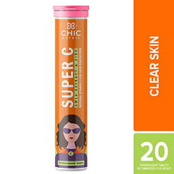 Chicnutrix Super C - 20 Effervescent Tablets of Essential Natural Vitamin C for Clear Skin