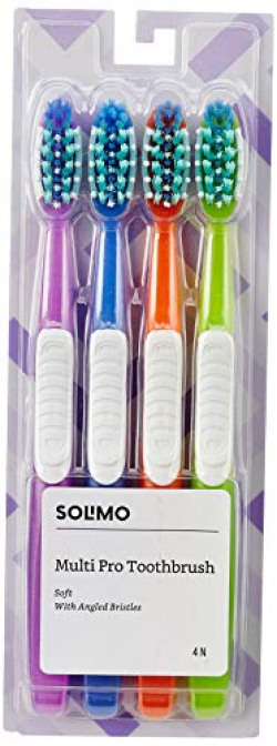 Amazon Brand - Solimo Multi Pro All-in-one Toothbrush (Pack of 4)