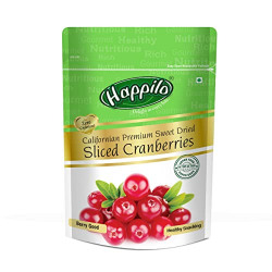 Happilo Premium Californian Dried and Sweet Sliced Cranberries 200g | Real dried fruit | High Antioxidants, Dietary Fiber | Healthy Sweet Treats