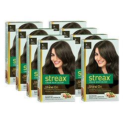 Streax Cream Hair Colour for Women & Men | Light Brown | Enriched with Walnut & Argan Oil | Instant Shine & Smoothness | Long Lasting Hair Colour | Soft & Silky Touch | Pack of 8 - 60 ml