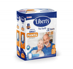 Liberty Premium Adult Diaper Pants, Extra Large (XL) 10 Count, Waist Size (96-165cm | 38-65 inches), Unisex, High Absorbency, Leak Proof, 12 Hrs Protection, Pack of 1