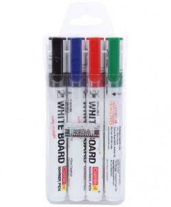 Camlin PB White Board Marker - Pack of 4 Assorted Colors (Black, Blue, Red, Green)