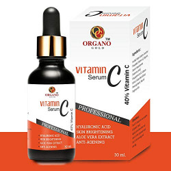 Organo Gold 40% Vitamin C Serum with hyaluronic acid for face pigmentation, facial oil for anti aging, anti wrinkle, skin lightening, skin brightening for men and women 30 ml