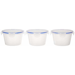 Amazon Brand - Solimo Plastic Kitchen Storage Container Set, 750ml, 3-Pieces, Blue