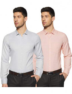 Excalibur by Unlimited Men's Plain Regular Fit Formal Shirt (Pack of 2) (277135469_ASSORTED_42_LS)