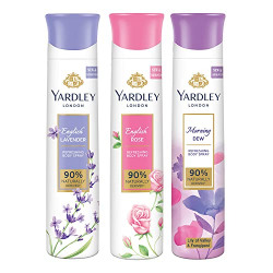 Yardley London Daily Use Deodorant Body Sprays for Womenc| English Lavender, English Rose, & Morning Dew Deodorant Assorted Packc| 150ml Each
