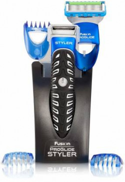 Gillette Fusion Proglide 3-in-1 Styler Runtime: 30 min Trimmer for Men  (Black, Blue)