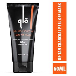 QLO De-tan Charcoal Peel off Mask - For All Skin Types with Plant Extracts, Collagen Peptide, For Men & Women (60ml)