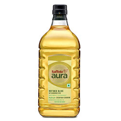 Saffola Aura Refined Olive and Flaxseed Oil, 2L