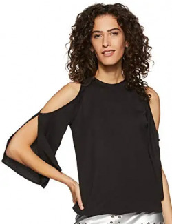Miss Olive Women's Plain Regular fit Top (MOSS19TP30-08-62_Black XL) Rs. 215 - Amazon