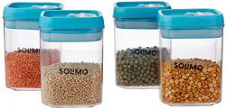 Amazon Brand - Solimo Airtight Container Set with Flip Locks (4 pieces, 600ml, Square)