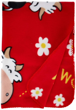 LuvLap Polar Fleece Baby Blanket, 70cm x 100cm, Red Cow