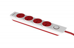 Goldmedal I-Design 4X1 Power Strip With 4 International Sockets,Master Switch,Indicator And 2-Meter Power Cable White,Pack Of 1,Made With Fire-Retardant Material,Suitable For All Type Plugs,240Volts