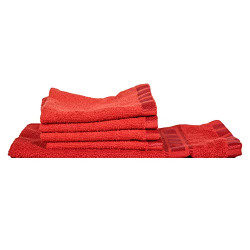 Eurospa Set of 5 Cotton Hand & Face Towel Set Red