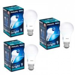 Philips Stellar Bright 14 Watt LED Bulb, Base B22 (Cool Day Light, Pack of 3)