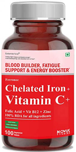 Carbamide Forte Chelated Iron with Vitamin C, B12, Folic Acid & Zn Supplement – 100 Tablets