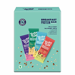 Yogabar Breakfast Protein Variety (Almond Coconut, Apricot & Fig, Blueberry, Apple Cinnamon Bars - 300gm, 6 x 50 g (Box of 6 Bars)