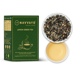 Navvayd Lemon Green Tea, With Natural Lemon Taste For Weight Loss And Slimming, Loose Leaf - Enjoy Hot or Cold (100 Gm)