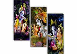 SAF Radhey Krishna 6MM MDF Framed Set of 3 Digital Reprint 15 inch x 18 inch Painting () SAFJ36 SAFJ36