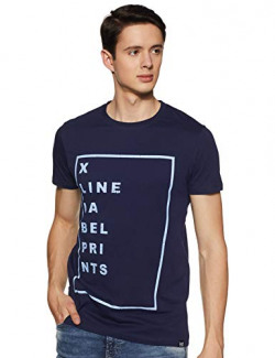 Lee X-Line Men's Solid Slim fit T-Shirt (L38926CB0B7D_Medival Blue S)
