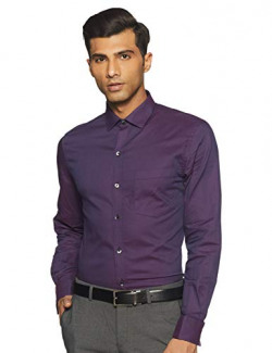 John Players Men's Solid Slim fit Formal Shirt (440936950007_Purple 38)