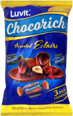 Luvit Chocorich Assorted Eclairs Hazelnut, Dark Choco & Classic Flavours Toffee(480 g)
