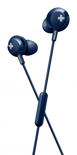 Philips Bass+ SHE4305 Headphones with Mic (Blue)