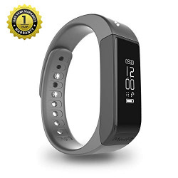 Mevofit Drive - Fitness Band and Activity Tracker Smartwatch with Water and Scratch Proof Touch Display Screen, Medium (Stone - Black)