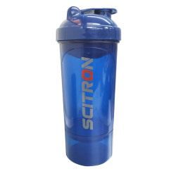 Scitron Protein Shaker Bottle with Storage Compartment - 350 ml (Blue)