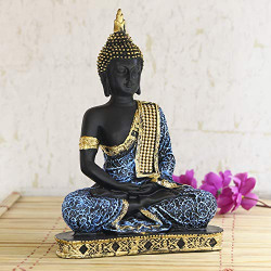 eCraftIndia Buddha Showpiece (22cm x 16 cm x 6 cm, Blue) - Polyresin