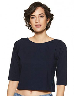 Miss Olive Women's Plain Regular Fit Top (MOSS19TP30-26-71_Navy Blue XL)