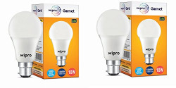 Wipro Garnet 10-Watt LED Bulb (Pack of 2, Cool Day Light)