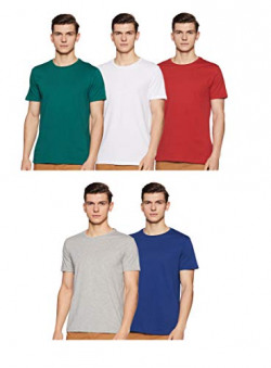 Amazon Brand - Symbol Men's Solid Regular Fit Half Sleeve Cotton T-Shirt (Combo Pack of 5) (AW17PLPO5-4_XL_Multicolor4)