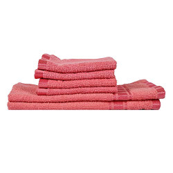 Eurospa Set of 6 Cotton Hand & Face Towel Set Pink