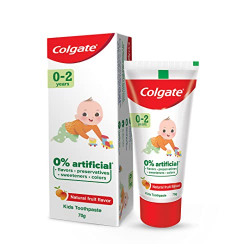Colgate Enamel Protection Toothpaste for Kids (0-2 years), Natural Fruit Flavour, Fluoride Free,SLS Free - 70g Tube , 0% artificial preservatives, colors or sweetners