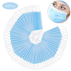 60Pcs Disposable Face Masks, Morenitor Professional 3-Layer Anti Dust Breathable Earloop Mouth Mask, Comfortable Sanitary Surgical Mask for Dust, Protection and Personal Health