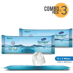 Dignity Spongee Body Wipes, Bath Wipes, Wet Wipes for Adults, 300 x 300 mm (Pack of 3, 30 wipes)