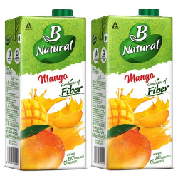 B Natural Mango Juice 1L, (Pack of 2)