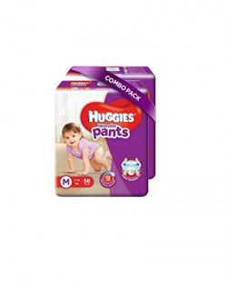 Huggies Wonder Pants Medium Size Diapers (Pack of 2, 56 Counts per Pack)