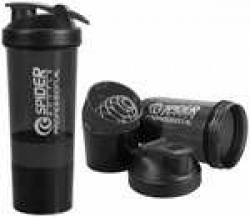 Protein Shaker Bottle for Gym - Vitamins Pills and Supplements Storage Two Detachable Compartments Sports Sipper Bottle
