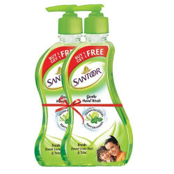 Santoor Fresh Gentle Hand Wash, 215ml (Buy 1 Get 1 Free) with Natural goodness of Sweet Lime Peel & Tulsi