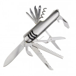 Prokick Multipurpose 11 in 1 Stainless Steel Swiss Army Style Pocket Knife Multitool - Silver